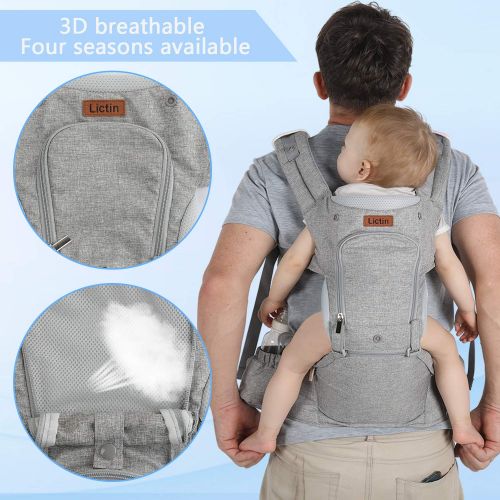  Lictin Baby Carrier 6-in-1 Ergonomic Backpack Carry with Hip Seat for Infants from 3.5KG to 20KG with 2...