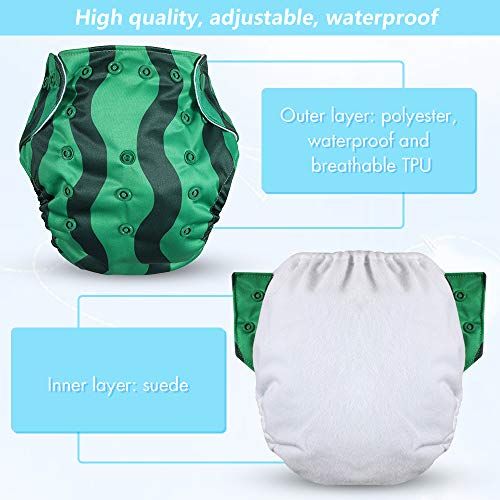  Lictin 6 Pack Baby Cloth Diapers, One Size Adjustable Washable Reusable Nappy for Baby Girls Boys, with 6 Inserts, 2 Storage Bag, Happy Fruit Design
