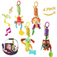 Lideemo Baby Hanging Rattle Toys, 4 Pieces Newborn Car Crib Hanging Bell，Kids Stroller Handbells...