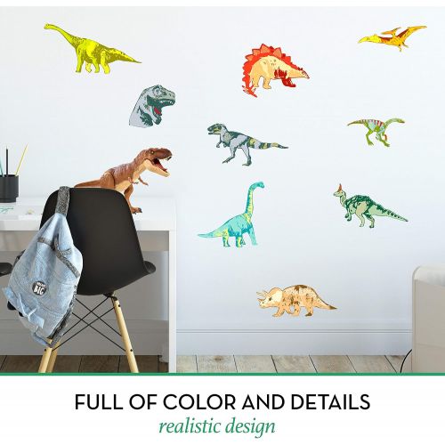  LIDERSTAR Dinosaur Wall Decals for Boys Girls Room, Glow in The Dark Stickers, Large Removable Vinyl Decor for Bedroom, Living Room, Classroom -Cool Light Art, Kids Birthday Christmas Gift,T