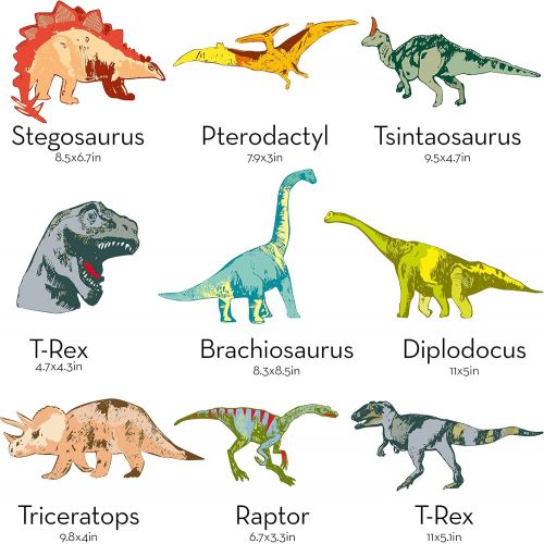  LIDERSTAR Dinosaur Wall Decals for Boys Girls Room, Glow in The Dark Stickers, Large Removable Vinyl Decor for Bedroom, Living Room, Classroom -Cool Light Art, Kids Birthday Christmas Gift,T