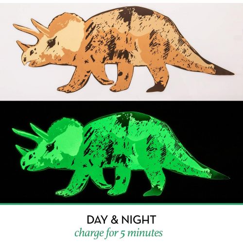  LIDERSTAR Dinosaur Wall Decals for Boys Girls Room, Glow in The Dark Stickers, Large Removable Vinyl Decor for Bedroom, Living Room, Classroom -Cool Light Art, Kids Birthday Christmas Gift,T