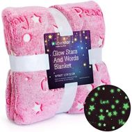 [아마존베스트]LIDERSTAR Glow in The Dark Throw Blanket ,Super Soft Fuzzy Fluffy Plush Fleece,Decorated with Stars and Words of Healing, Valentines Day Birthday Gift for Girls Boys Kids Teens Toddler, Gray