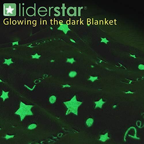  [아마존베스트]LIDERSTAR Glow in The Dark Throw Blanket ,Super Soft Fuzzy Fluffy Plush Fleece,Decorated with Stars and Words of Healing, Valentines Day Birthday Gift for Girls Boys Kids Teens Toddler, Gray