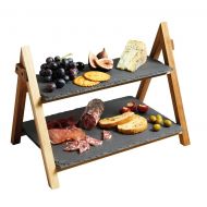 LiebHome Cheese Board/Slate Cake Stand  2 Tier Cake Stand Serving Stand, Dessert stand  Triangular Serving Stand for Parties, Birthdays and Weddings  41 x 33 x 25 cm