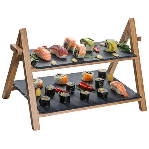  LiebHome Cheese Board/Slate Cake Stand  2 Tier Cake Stand Serving Stand, Dessert stand  Triangular Serving Stand for Parties, Birthdays and Weddings  41 x 33 x 25 cm