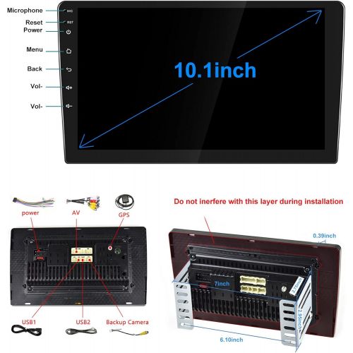  Liehuzhekeji 10.1Inch 2.5D HD Double Din Car Stereo Radio Receiver, Android Touch Screen MP5 Multimedia, Support GPS Navigation Bluetooth FM Radio+4 Led Lights Rear View Camera&Dual Mirror Link