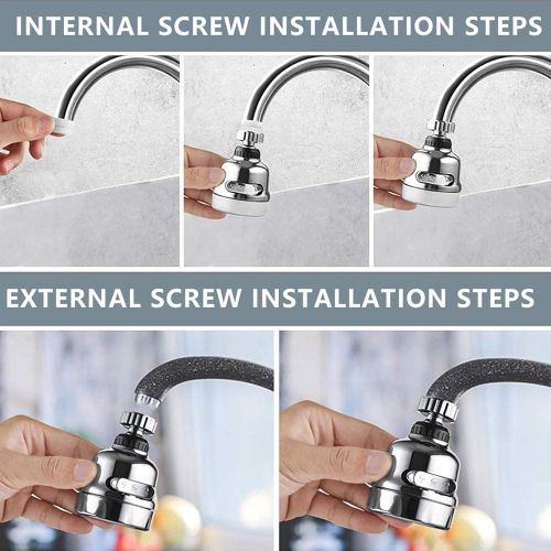  Lifbeier Movable Kitchen Faucet Head 360° Rotatable Faucet Sprayer Head Replacement Anti -Splash Tap Booster Shower and Water Saving Faucet for Kitchen