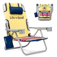 Life is Good Beach Chair with Cooler, Backpack Straps, Storage Pouch and Cup Holder (Daisy Yellow)