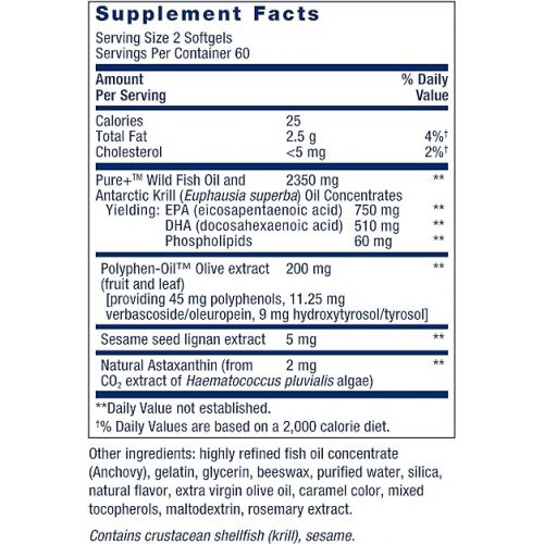  Life Extension Super Omega-3 Plus EPA/DHA Fish Oil, Sesame Lignans, Olive Extract, Krill & Astaxanthin - Heart, Brain & Joint Health Support - Gluten-Free, Non-GMO - 120 Softgels