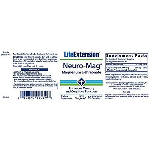  Life Extension Neuro-Mag Magnesium L-Threonate Enhances Memory & Cognitive Function -...