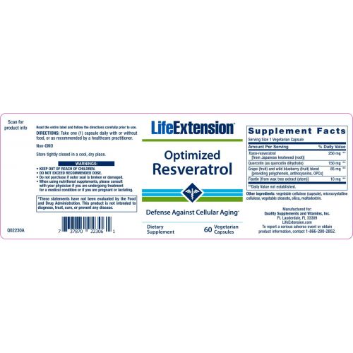 Life Extension Optimized Resveratrol 60 vegetarian capsules (Pack of 2)