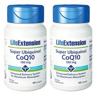 Life Extension Super Ubiquinol CoQ10, 100 mg, Softgels, 60-Count (2 Packs )