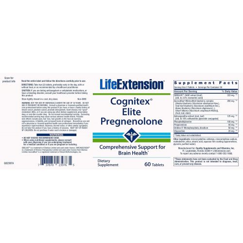  Life Extension Cognitex Elite Pregnenolone (Brain Health Formula), 60 Tablets