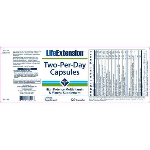  Life Extension Two-Per-Day Capsules 120 Capsules - 3-Pak
