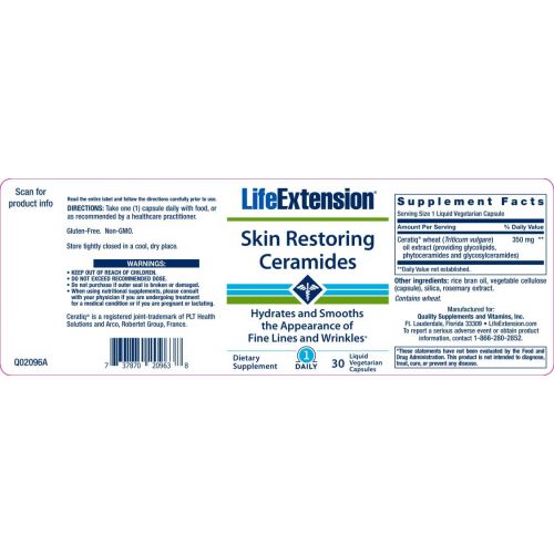  Life Extension Skin Restoring Ceramides, 30 Capsules (Pack of 3)