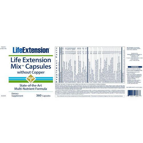  Life Extension Mix Without Copper, 360 Capsules