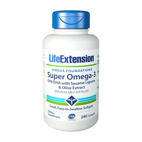  Life Extension Super Omega-3 EPA or DHA with Sesame Lignans and Olive Fruit Extract Softgels,...