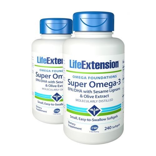  Life Extension Super Omega-3 EPA or DHA with Sesame Lignans and Olive Fruit Extract Softgels,...