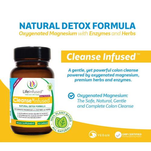  Life Infused Cleanse Infused A Gentle, Yet Powerful Colon Cleanser Powered by Oxygenated Magnesium, Premium Herbs and Enzymes. Vegan. 90 Capsules.