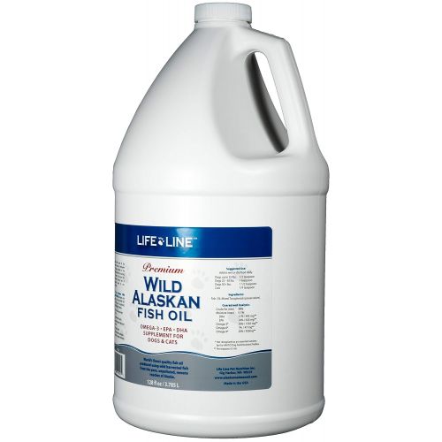  Life Line Pet Nutrition Wild Alaskan Fish Oil Omega-3 Supplement for Skin & Coat  Supports Brain, Eye & Heart Health in Dogs & Cats