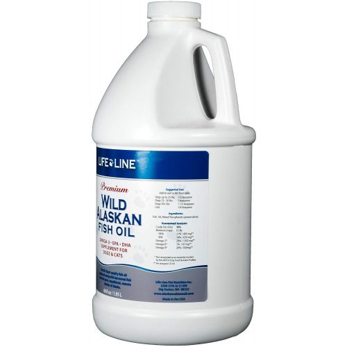  Life Line Pet Nutrition Wild Alaskan Fish Oil Omega-3 Supplement for Skin & Coat  Supports Brain, Eye & Heart Health in Dogs & Cats