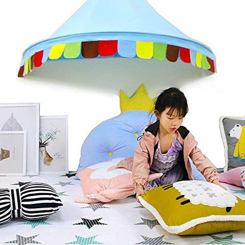  [아마존베스트]LifeEase Baby Bed Canopy, Princess Hanging Play Tent, Round Hoop Crib Netting for Bedroom Decoration, Study Indoor Reading Corner, Children Play Tent Castle (Dark Blue)