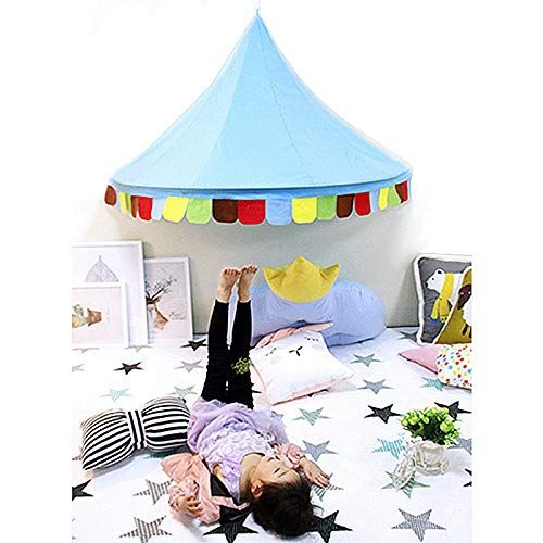  [아마존베스트]LifeEase Baby Bed Canopy, Princess Hanging Play Tent, Round Hoop Crib Netting for Bedroom Decoration, Study Indoor Reading Corner, Children Play Tent Castle (Dark Blue)