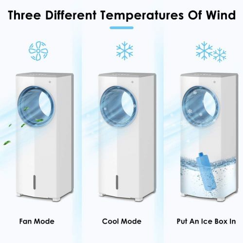  LifePlus 3 In 1 Portable Evaporative Air Cooler, Swamp cooler for Room W/ Cold Air, Quiet Bladeless Water Cooling Fan W/ Remote Control, 7H Timer, 3 Speed Levels And 4 Wind Modes For Bedroo
