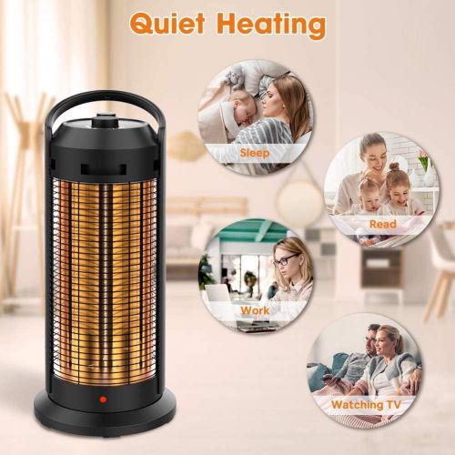  LifePlus Electric Tower Space Heater, 1500W Portable Oscillating Infrared Heater for Indoor Use with Digital Knob Thermostat, 75° Wide Oscillation, Overheating & Tip-Over Protection, Super