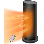 Space Heater for Indoor Use, LifePlus 50° Oscillating Portable Electric Heater with Thermostat, Ceramic Heater with Remote Control, 12H Timer for Home Office