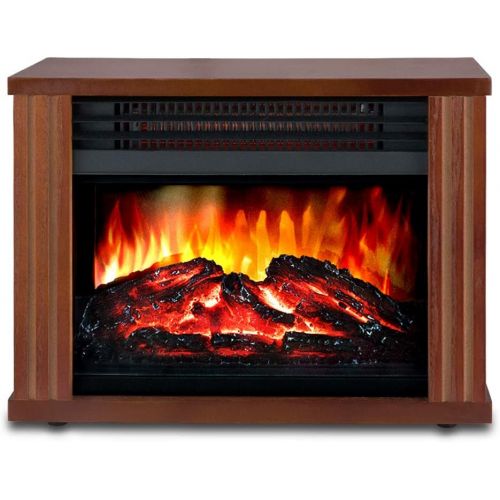  LifePlus Electric Fireplace with 3D Realistic Flame Effect, Portable Fireplace Heater 2 Modes Setting, Overheating Safety Protection, Small Space Heater for Indoor Use, 1500w, Wood