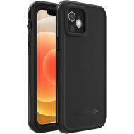 LifeProof iPhone 12 (ONLY, Not compatible with iPhone 12 Pro) FR? Series Case - BLACK, waterproof IP68, built-in screen protector, port cover protection, snaps to MagSafe