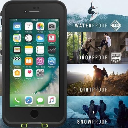  Lifeproof FR? Series Waterproof Case for iPhone SE 3rd Gen (2022)/ SE 2nd (2020), iPhone 8/ 7 (NOT Plus) - Non-Retail Packaging - Night LITE (Black/Lime)