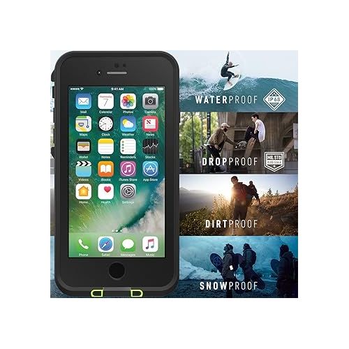  LifeProof iPhone SE (2nd gen - 2020) and iPhone 8/7 (NOT PLUS) FR? Series Case - NIGHT LITE (BLACK/LIME), waterproof IP68, built-in screen protector, port cover protection, snaps to MagSafe