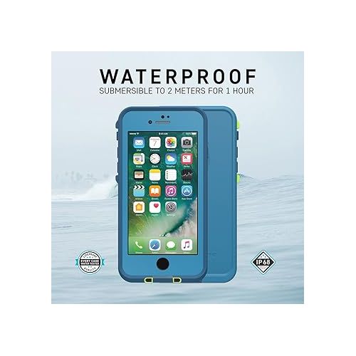  LifeProof iPhone SE (2nd gen - 2020) and iPhone 8/7 (NOT PLUS) FR? Series Case - NIGHT LITE (BLACK/LIME), waterproof IP68, built-in screen protector, port cover protection, snaps to MagSafe