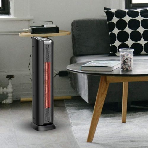  LifeSmart 2 Element Quartz Infrared 24-Inch Electric Portable Tower Indoor Room Space Heater and Fan, Black (2 Pack)