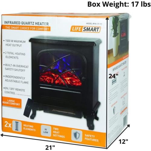  LifeSmart Infrared Electric Fireplace Stove Heater with Remote - L21.26 x W11.15 x H26.77 inches