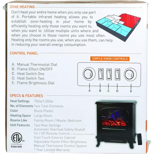  LifeSmart Infrared Electric Fireplace Stove Heater with Remote - L21.26 x W11.15 x H26.77 inches