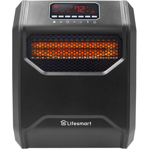  LifeSmart HT1013 High Power 1,500 Watt 6 Quartz Element Infrared Large Room 3 Mode Programmable Space Heater w/ Remote and Digital Display