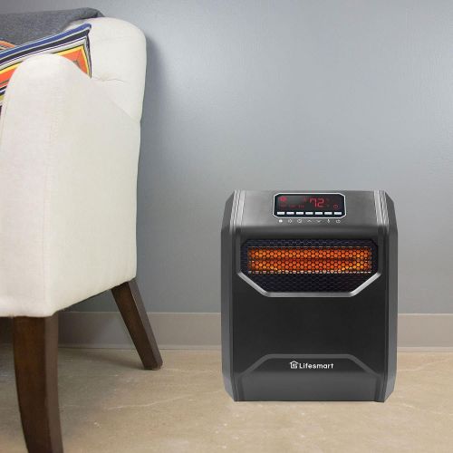  LifeSmart HT1013 High Power 1,500 Watt 6 Quartz Element Infrared Large Room 3 Mode Programmable Space Heater w/ Remote and Digital Display