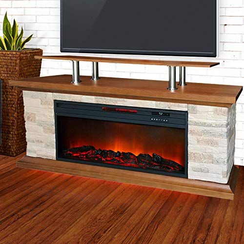  LifeSmart 60 Inch Media Fireplace, White