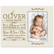 [아마존베스트]LifeSong Milestones Personalized New Baby Birth Announcement Picture Frame for Newborn Boys and Girls Custom Engraved Photo Frame for New mom and dad Parents and Grandparents (Ivory)