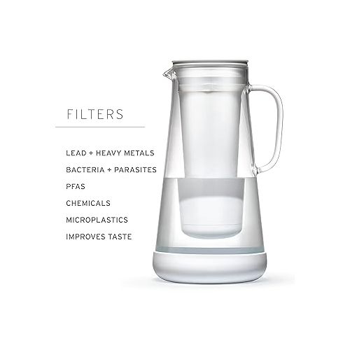  LifeStraw Home Pitcher Glass and Silicone Base 7 cup Pebble