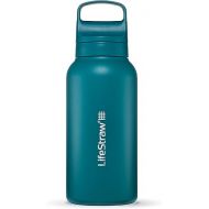 LifeStraw Go Series - Insulated Stainless Steel Water Filter Bottle for Travel and Everyday use removes Bacteria, parasites and microplastics, Improves Taste, 1L Laguna Teal