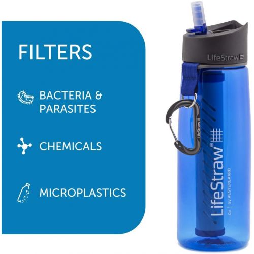  [아마존베스트]LifeStraw Go Water Filter Bottles with 2-Stage Integrated Filter Straw for Hiking, Backpacking, and Travel