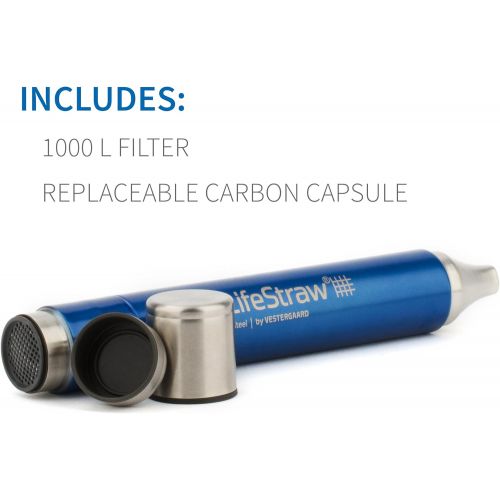  [아마존베스트]LifeStraw Steel Personal Water Filter with 2 Stage Carbon Filtration for Hiking, Camping, Travel and Emergency Preparedness