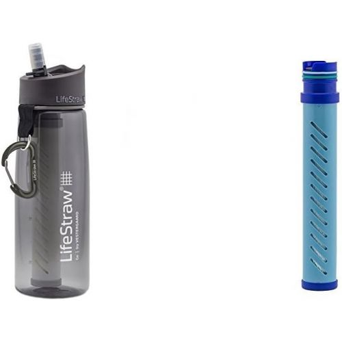  [아마존베스트]LifeStraw Go Water Bottle 2-Stage with Integrated 1 000 Liter LifeStraw Filter and Activated Carbon Grey w/ LifeStraw Go Water Bottle 2-Stage Replacement Filter, Blue