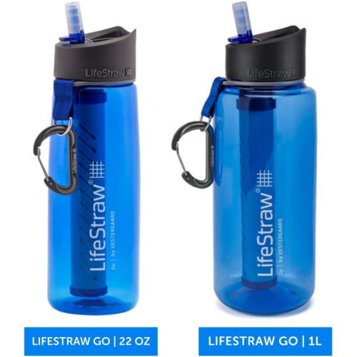  LifeStraw Go 1L Water Filter Bottle with 2-Stage Integrated Filter Straw for Hiking, Backpacking, and Travel, Teal