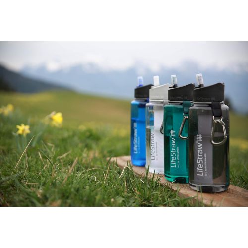  LifeStraw Go 1L Water Filter Bottle with 2-Stage Integrated Filter Straw for Hiking, Backpacking, and Travel, Teal